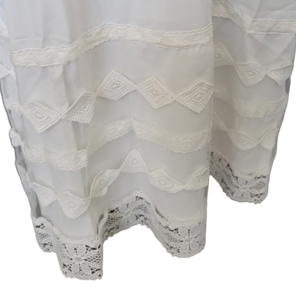 NWT White Oversized Peasant Lace Flowy Boho Cottage Core Dress Size Medium Large - Picture 3 of 11